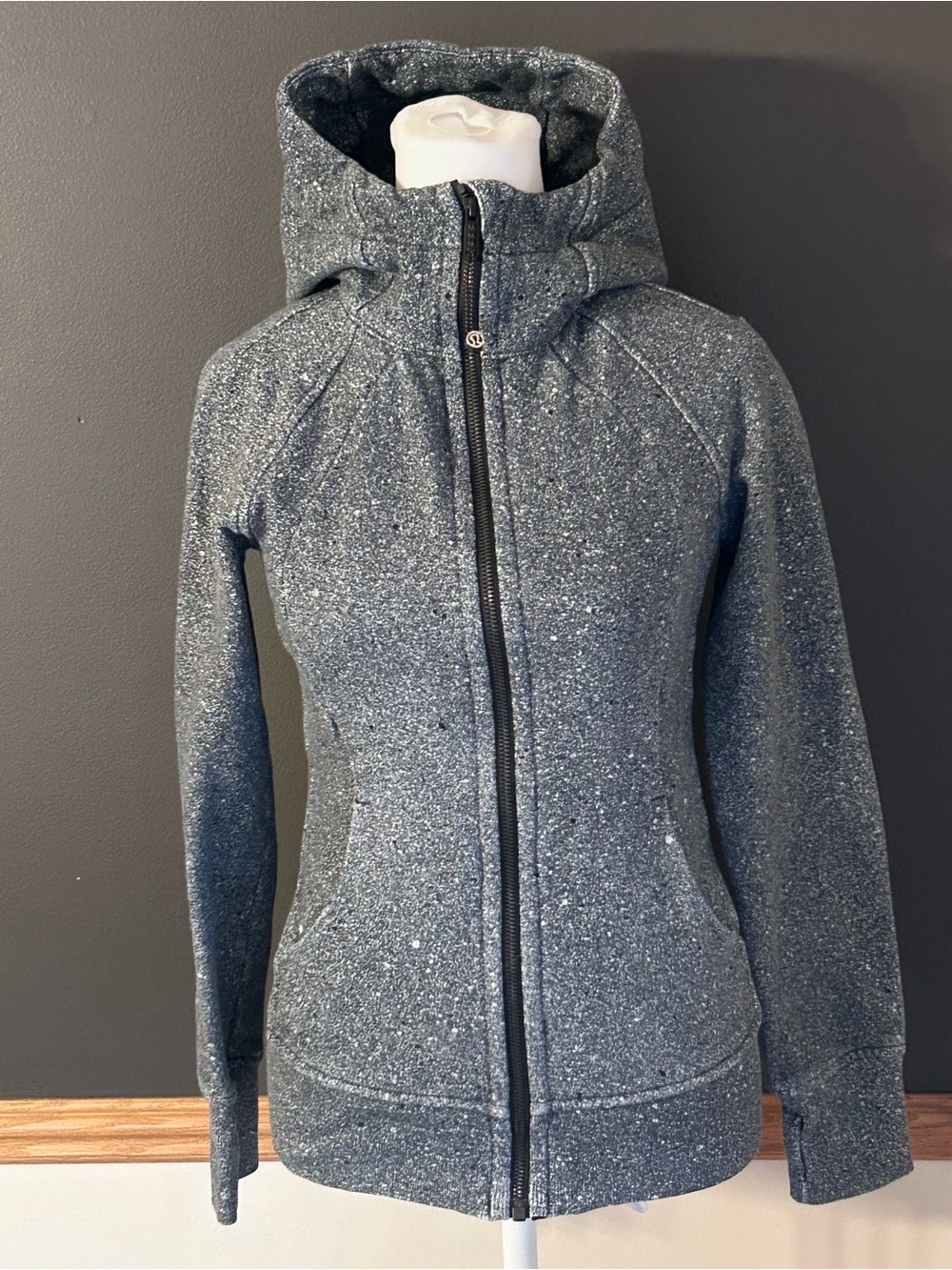 Lululemon Scuba IV Hoodie Jacket Luminesce Splatter White Black Full Zip Size 2